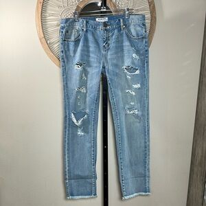 One Teaspoon Light Blue Distressed Boyfriend Jeans